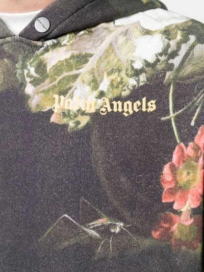 Shop Palm Angels Kapuzenpullover Mit Floralem Print In Black