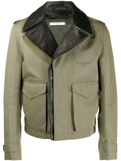 Shop Givenchy Layered Biker Jacket - Green