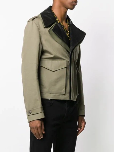 Shop Givenchy Layered Biker Jacket - Green