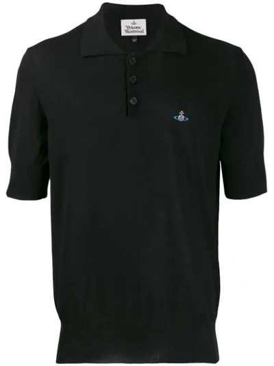 Shop Vivienne Westwood Embroidered Logo Polo Shirt In Black