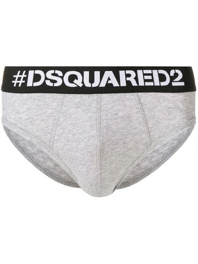 Shop Dsquared2 Logo Band Briefs In Grey