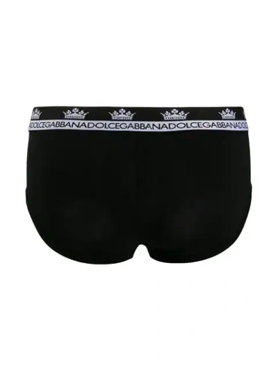 Shop Dolce & Gabbana Contrasting Crown And Brand Logo Briefs In Black