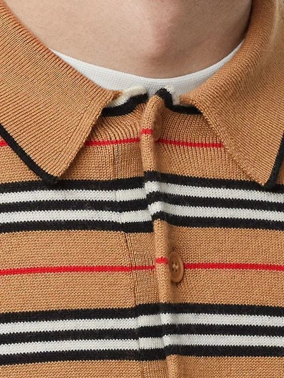 BURBERRY ICON STRIPE MERINO WOOL POLO SHIRT - 黄色