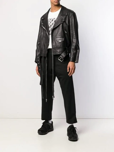 Shop Maison Margiela Zip Detail Leather Jacket In Black