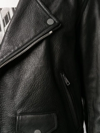 Shop Maison Margiela Zip Detail Leather Jacket In Black