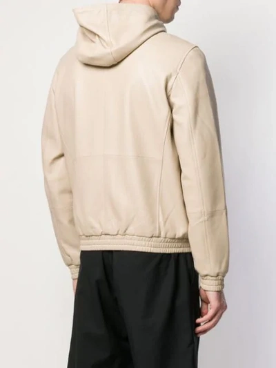 Shop Yves Salomon Hooded Leather Jacket In Neutrals