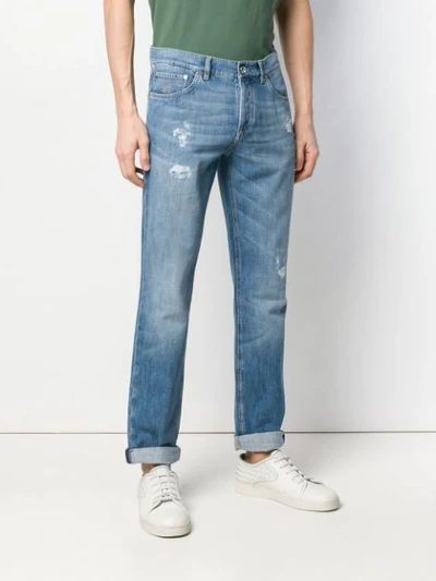 Shop Brunello Cucinelli Distressed Straight-leg Jeans In Blue