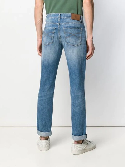 Shop Brunello Cucinelli Distressed Straight-leg Jeans In Blue