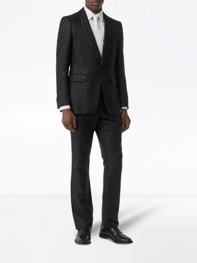 Shop Burberry Monogram Jacquard English Fit Suit In Black
