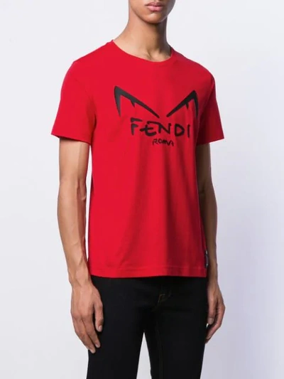 offentliggøre krog lyse Fendi Red Men's Diabolic Eyes Logo T-shirt | ModeSens