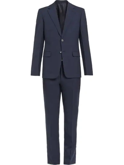 Shop Prada Single-breasted Wool Suit In Blue
