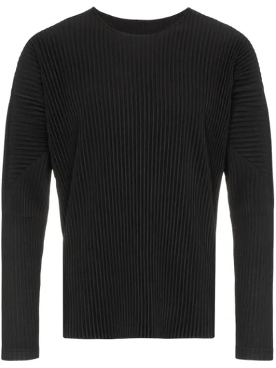 Shop Issey Miyake Homme Plissé  Pleated Sweatshirt - Black