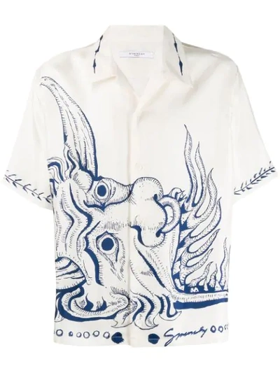 Shop Givenchy Icarus Printed Shirt In 150 Ecru