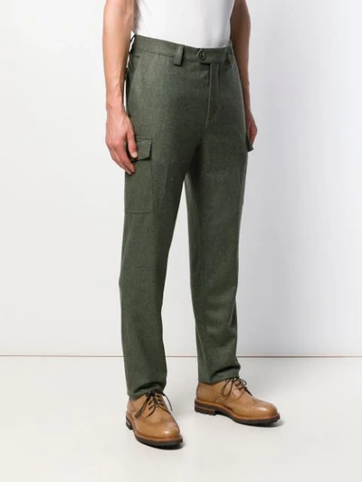 Shop Brunello Cucinelli Felt Trousers In Green