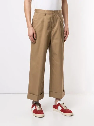 Shop John Undercover Wide Leg Chinos In Neutrals