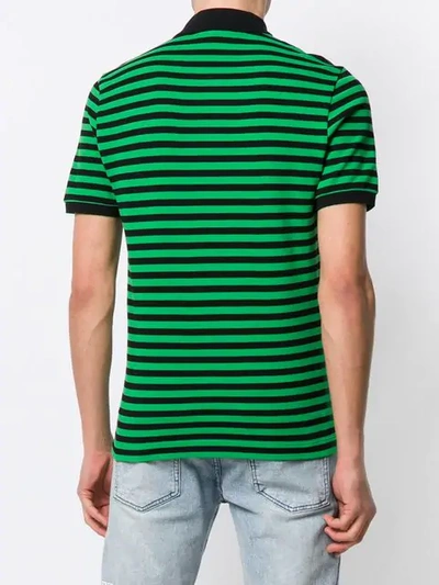 Shop Gucci Patch Striped Polo Shirt In Green