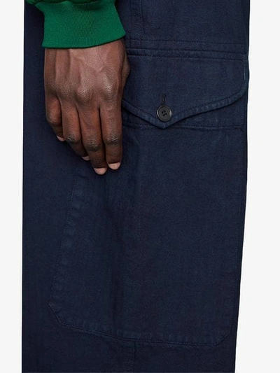 Shop Gucci Herringbone Denim Pant In 4344 Blue