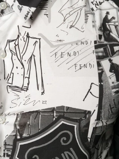 Shop Fendi Printed Poplin Shirt In White