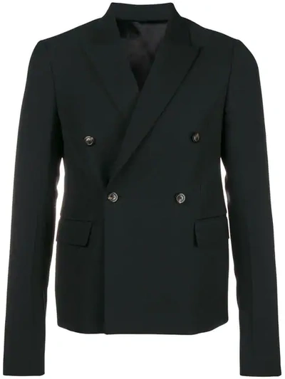Shop Rick Owens Double Breasted Blazer In Black