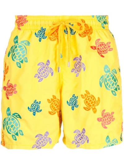Shop Vilebrequin Turtle Print Swim Shorts In Yellow
