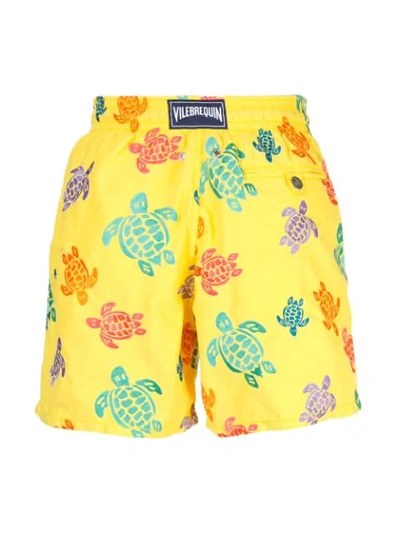 Shop Vilebrequin Turtle Print Swim Shorts In Yellow