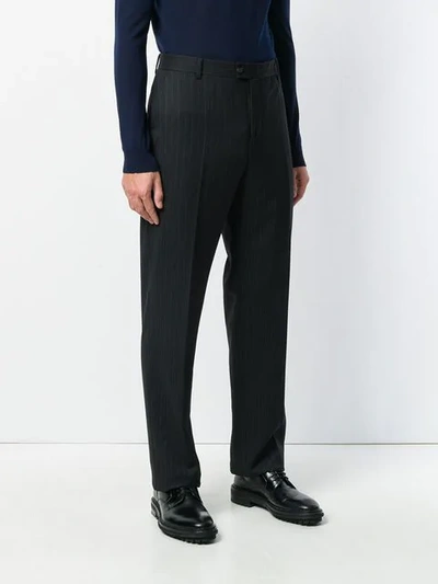 Pre-owned Versace Pinstripe Tailored Trousers In Black