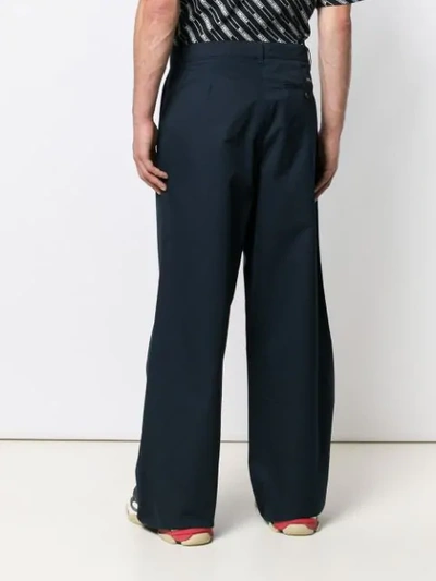 Shop Balenciaga Wide Leg Trousers In Blue