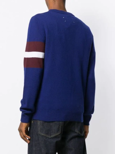 Shop Maison Margiela Contrast Sleeve Jumper In Blue