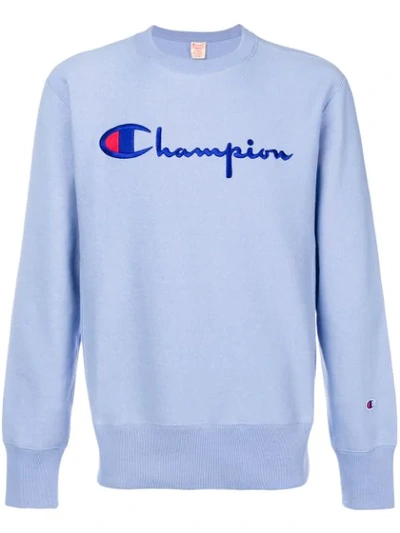 Shop Champion Embroidered Logo Sweatshirt - Blue