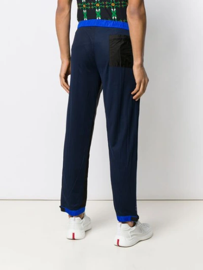 Shop Prada Contrast Trim Track Pants In Blue