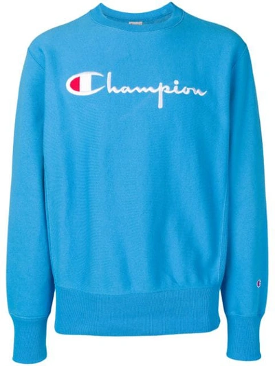 CHAMPION LOGO EMBROIDERED SWEATER - 蓝色