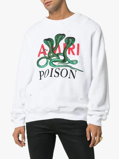 Shop Amiri Poison Cotton Sweatshirt In White