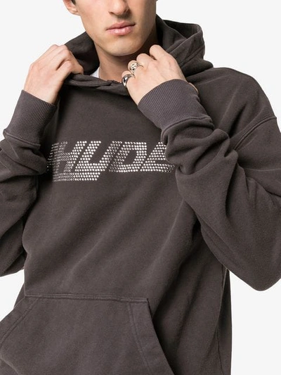 Shop Rhude Swarovski Logo Hoodie In Black