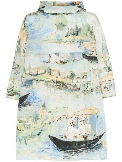 Shop Off-white Printed Hooded Cape Coat In 9900 Multicoloured