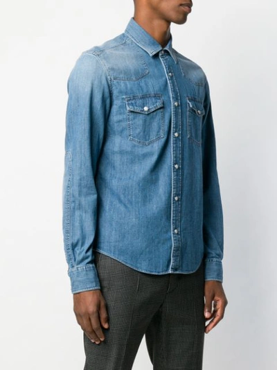 Shop Belstaff Chest Pocket Denim Shirt In Blue