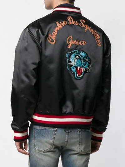 Shop Gucci Satin Bomber Jacket In 1048 Black