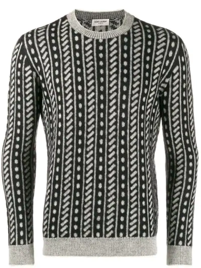 Shop Saint Laurent Trompe L'oeil Stripe Sweater In Black