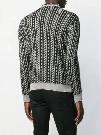 Shop Saint Laurent Trompe L'oeil Stripe Sweater In Black