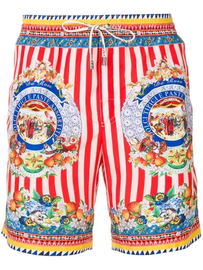 Shop Dolce & Gabbana Printed Swimming Shorts In Red