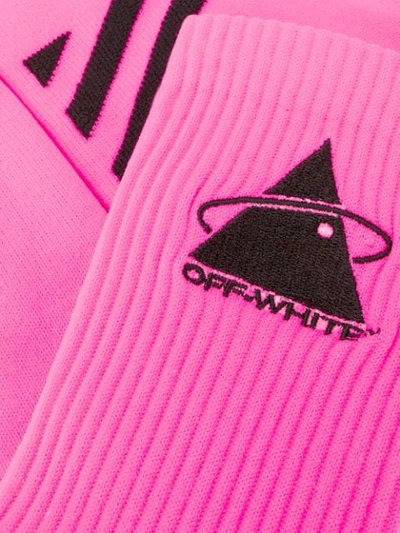 Shop Off-white Contrasting Embroidered Patch Socks - Pink