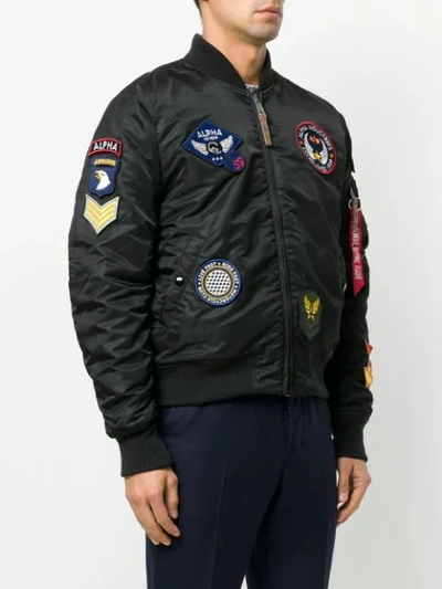 Shop Alpha Industries Badge Patch Bomber Jacket - Black