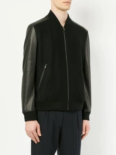 Shop D'urban Bomber Leather Jacket In Black