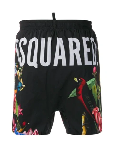 Shop Dsquared2 Multi Print Swim Shorts In Black