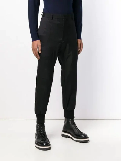 Shop Neil Barrett Gathered Ankle Cropped Trousers In Black