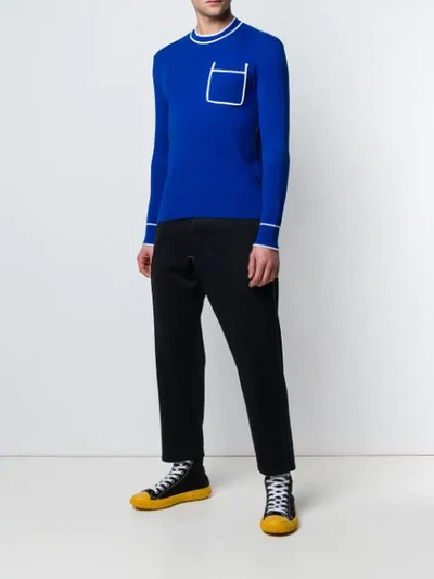Shop Marni Contrasting Pocket Sweatshirt In Blue