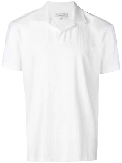 Shop Orlebar Brown Textured Polo Shirt In White