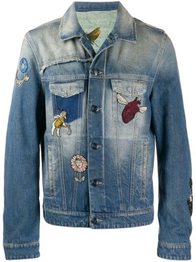 Shop Etro Embroidered Motifs Denim Jacket In Blue