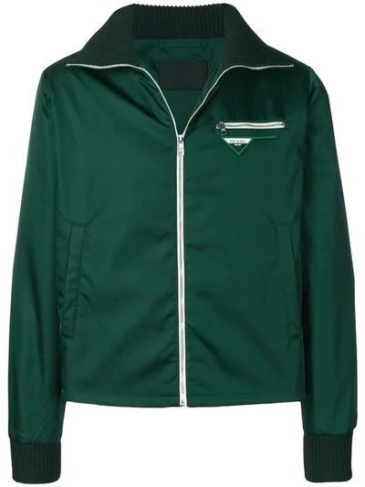 Shop Prada Gabardine Jacket In Green