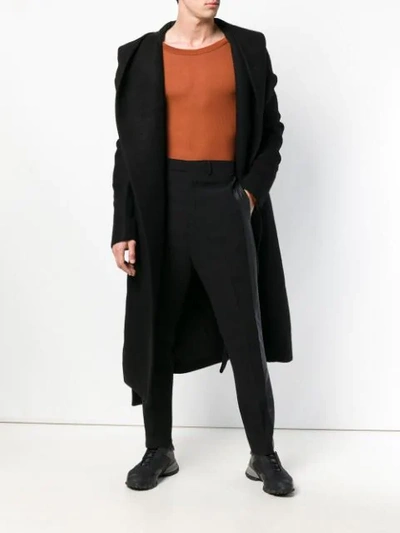 Shop Rick Owens Liner Wrap-front Coat In Black