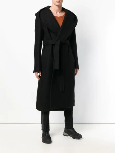 Shop Rick Owens Liner Wrap-front Coat In Black